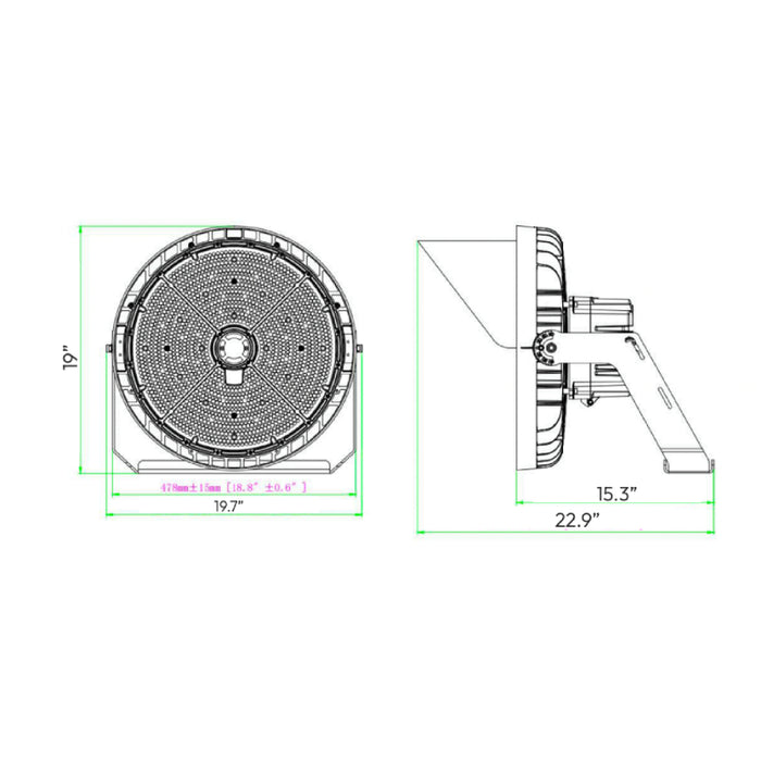Westgate SFX-G12AD 400W/500W/600W LED G12 Adjustable Distribution Angle Stadium Light, 5000K, 480V