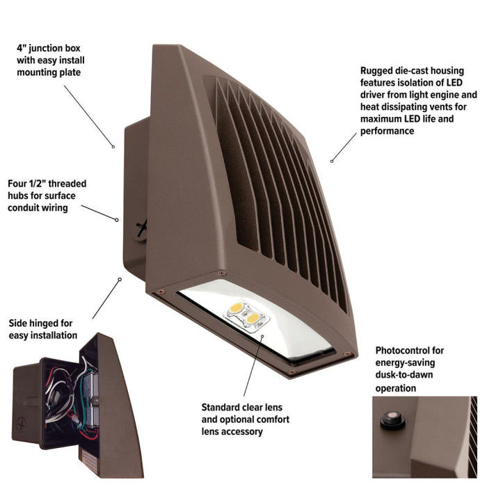 EXO SG1-40 Sling 38W LED Slender Wall Pack, 4000K