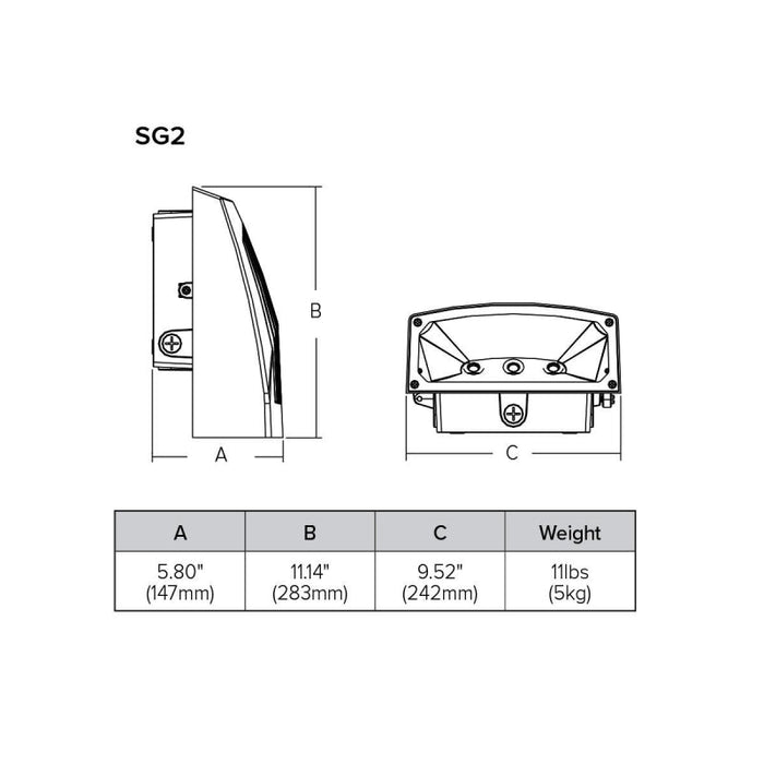 EXO SG2-80 Sling 80W LED Slender Wall Pack, 5000K
