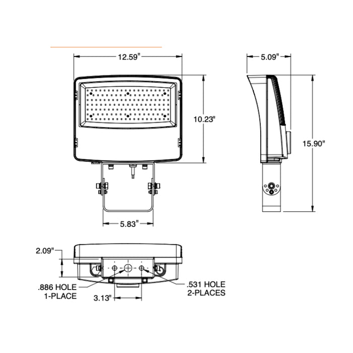 EXO SGF2 Sling 80W LED Flood Light, Trunnion