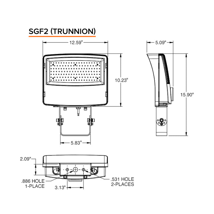 EXO SGF2 Sling 80W/100W/120W LED Flood Light, CCT Selectable