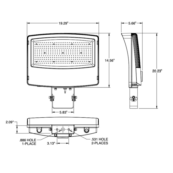 EXO SGF3 Sling 280W LED Flood Light, Trunnion Mount,34852 Lumens, 280W, 4000K, 120-277V Dark Bronze