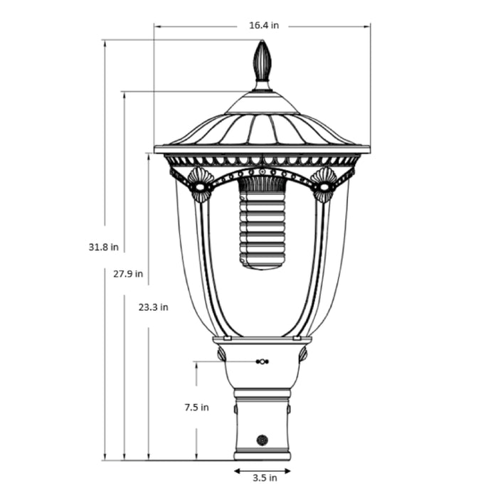 Solera SL-SPT 20W G2 Solar LED Off-Grid Post Top, 2000 lm