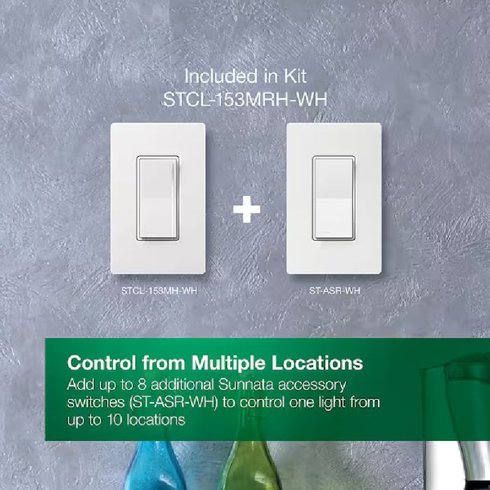 Lutron STCL-153MRH Sunnata 150W 3-Way/Multi Location LED+ Dimmer Switch and Accessory Switch