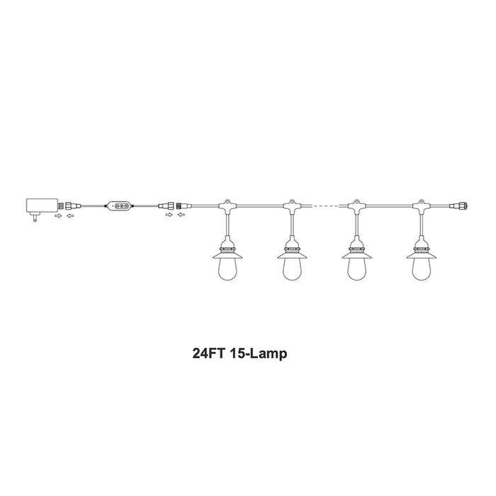 Westgate STG-2415-RGBIC-BT 24-ft 15 Lamps Lantern Outdoor RGB-IC Bluetooth App Controlled String Light