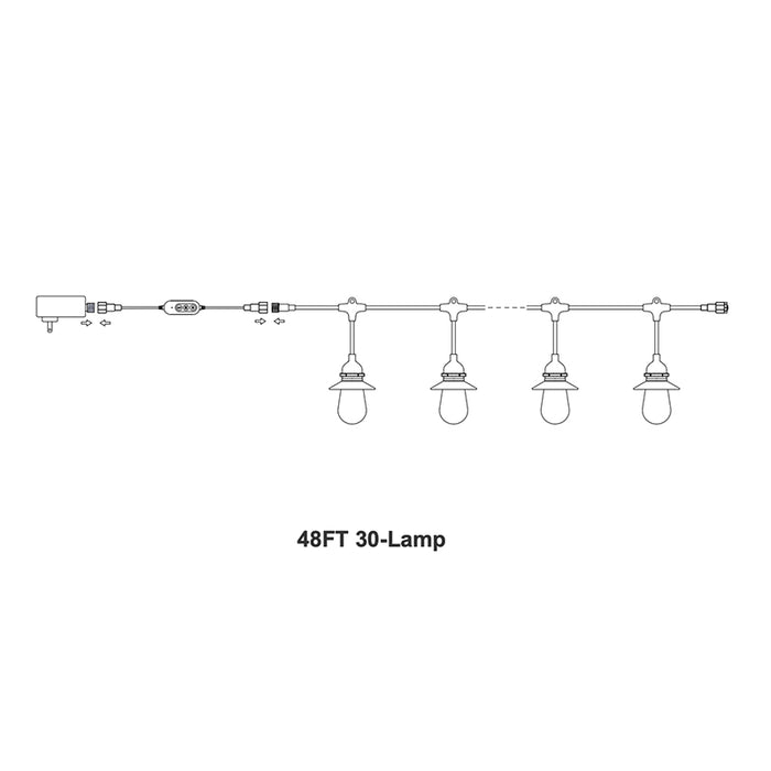 Westgate STG-4830-RGBIC-BT 48-ft 30 Lamps Lantern Outdoor RGB-IC Bluetooth App Controlled String Light