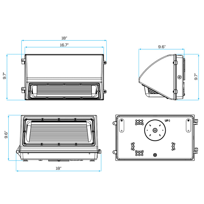 Sarin SWP01C 150W/180W/200W LED Wall Pack, Up to 27230lm, 5700K, 120-277V