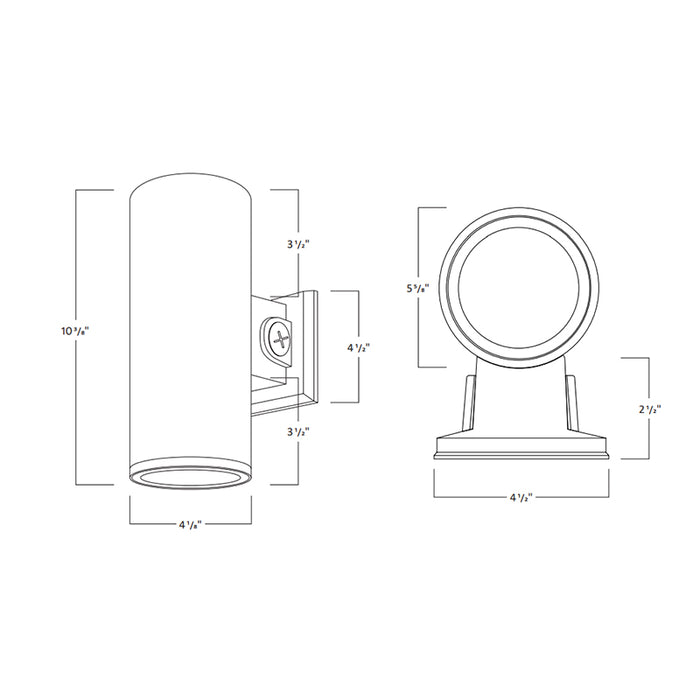 Rayon T211LEDB 4" 12W/16W/20W LED Up/Down Light Bi-Directional Cylinder, 3CCT Selectable, 120-277V, Photocell with Emergency Battery 4W