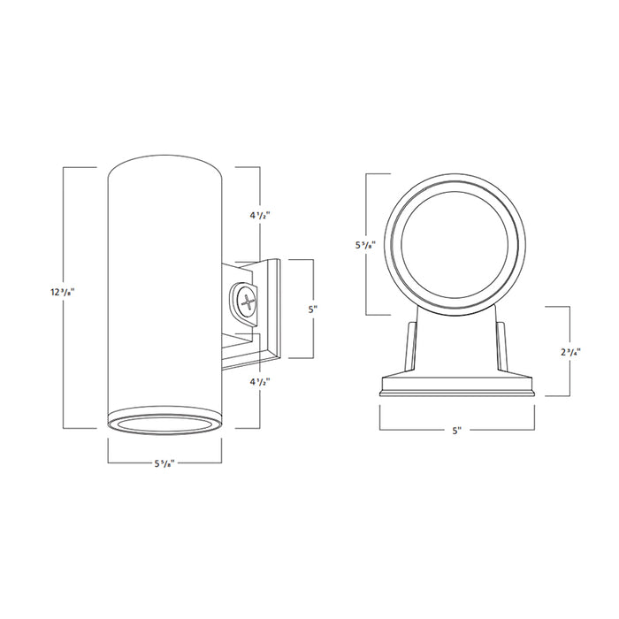 Rayon T212LEDB 6" 30W/40W/50W LED Up/Down Light Bi-Directional Cylinder, 3CCT Selectable, 120-277V, Photocell with Microwave Motion Sensor