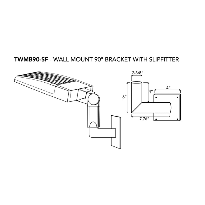 Rayon T321LEDB WS140 14" Skyline LED Area Light, 60W / 90W / 120W / 140W & 3CCT Selectable, Wall Mount Bracket with Slipfitter