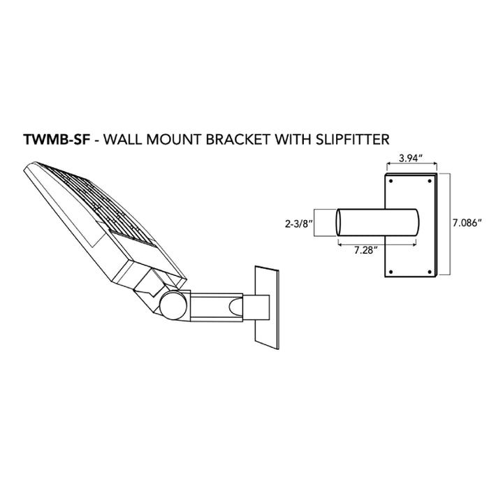 Rayon T321LEDB WS140 14" Skyline LED Area Light, 60W / 90W / 120W / 140W & 3CCT Selectable, Wall Mount Bracket with Slipfitter