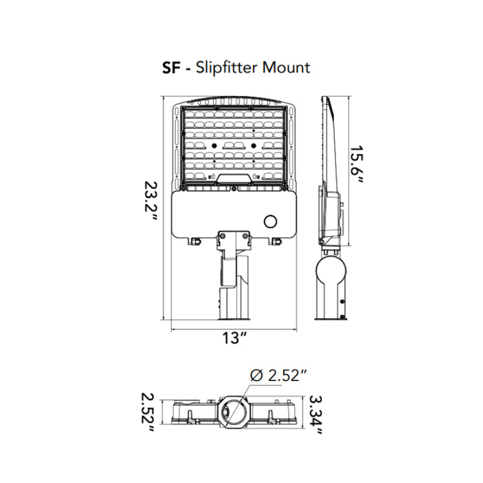 Rayon T321LEDB WS140 14" Skyline LED Area Light, 60W / 90W / 120W / 140W & 3CCT Selectable, Slipfitter