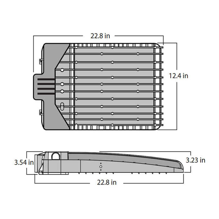 Rayon T322LEDB Series 22" Skyline LED Area Light, 120W / 180W / 240W / 300W & 3CCT Selectable, Type 3 Distribution, Wall Mount, Bronze Finish