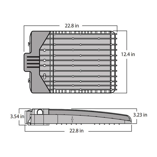 Rayon T322LEDB Series 22" Skyline LED Area Light, 160W / 240W / 320W / 400W & 3CCT Selectable, Type 3 Distribution, Arm Mount, Bronze Finish