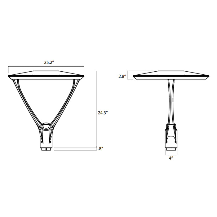 Rayon T331LED Series 45W / 70W / 87W / 130W LED Post Top Lighting, 3CCT Selectable, 120-277V, Bronze Finish