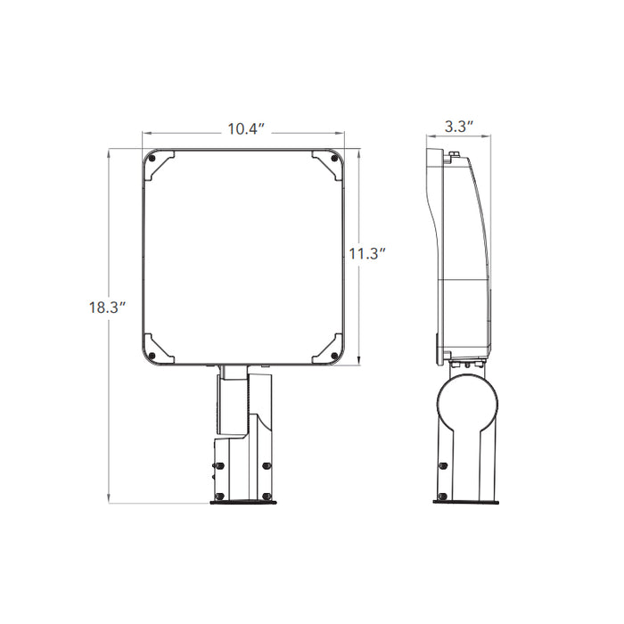 Rayon T431LEDB-WS120 48W/72W/96W/120W Large LED Flood Light, 3CCT Selectable, 120-277V, Slipfitter Mount, Bronze Finish
