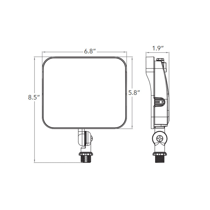 Rayon T431LEDB-WS27 10W/16W/21W/27W Small LED Flood Light with Photocell, 3CCT Selectable, 120-277V, Knuckle Mount, Bronze Finish
