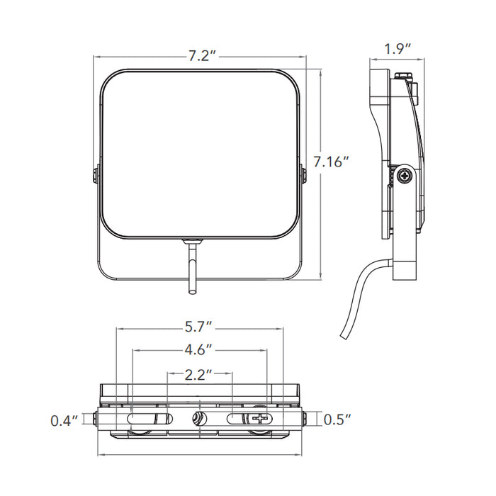 Rayon T431LEDB-WS27 10W/16W/21W/27W Small LED Flood Light with Photocell, 3CCT Selectable, 120-277V, Trunion Mount, Bronze Finish