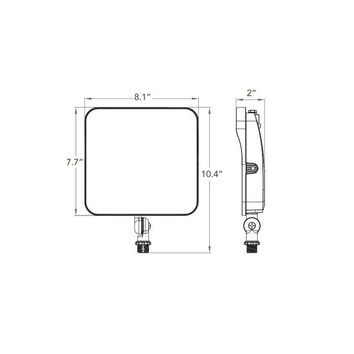 Rayon T431LEDB-WS65 26W/39W/52W/65W Medium LED Flood Light with Photocell, 3CCT Selectable, 120-277V, Knuckle Mount, Bronze Finish