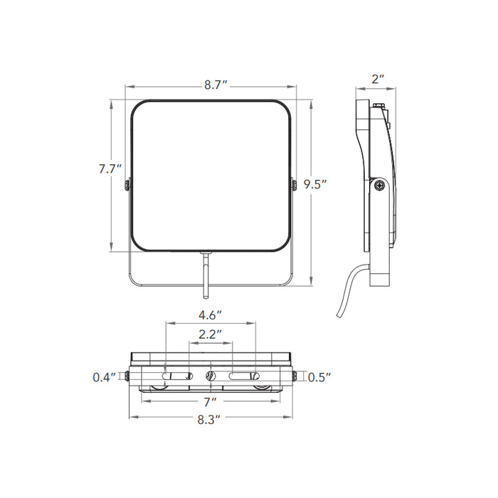 Rayon T431LEDB-WS65 26W/39W/52W/65W Medium LED Flood Light with Photocell, 3CCT Selectable, 120-277V, Trunion Mount, Bronze Finish