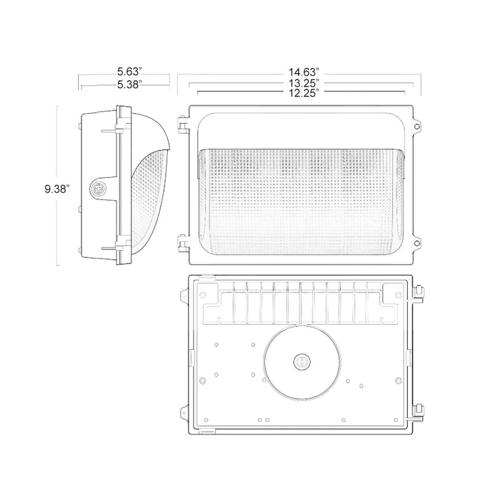 Rayon T624LEDB WS40 10W/20W/30W/40W LED Slim Wall Pack with Standard PIR Motion Sensor Integral, 3CCT Selectable, 120-277V, Bronze Finish