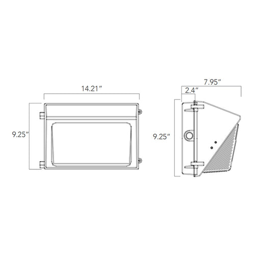 Rayon T629LEDB WS40 10W/20W/30W/40W LED Wall Pack, 3CCT Selectable, 120-277V, Bronze Finish