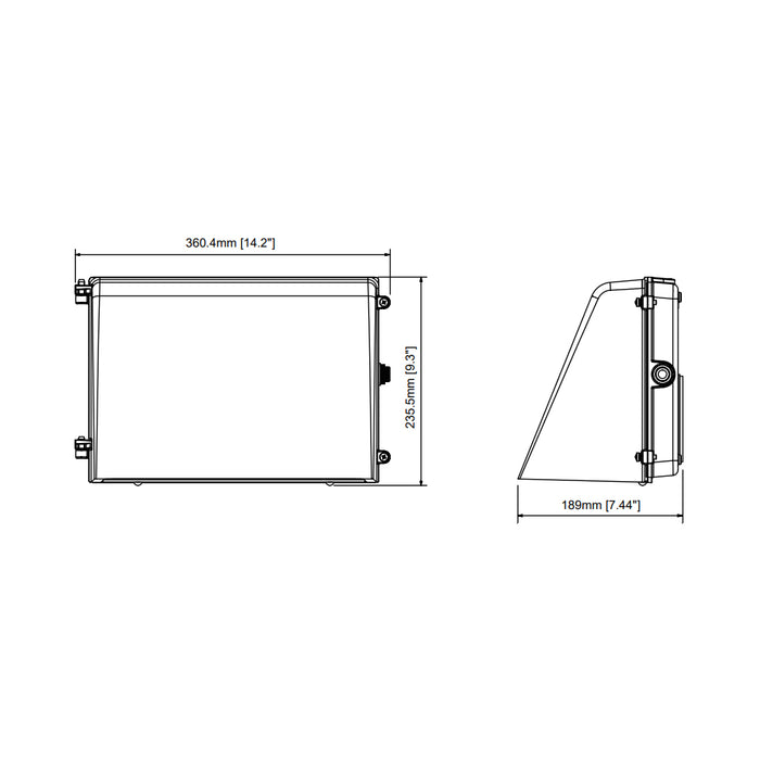 Rayon T633LEDB WS120 30W/60W/90W/120W Small LED Full Cut-off Wall Pack with Standard PIR Motion Sensor Integral, 3CCT Selectable, 120-277V, Type 3 Optics, Bronze Finish