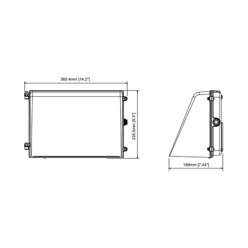 Rayon T633LEDB WS40 10W/20W/30W/40W Small LED Full Cut-off Wall Pack with Standard PIR Motion Sensor Integral, 3CCT Selectable, 120-277V, Type 3 Optics, Bronze Finish