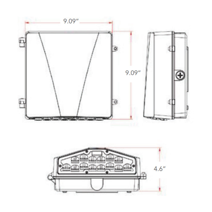 Rayon T635LEDB S WS25 13W/19W/25W Small LED Wall Pack with Emergency Battery, 3CCT Selectable, 120-277V/347V, Bronze Finish