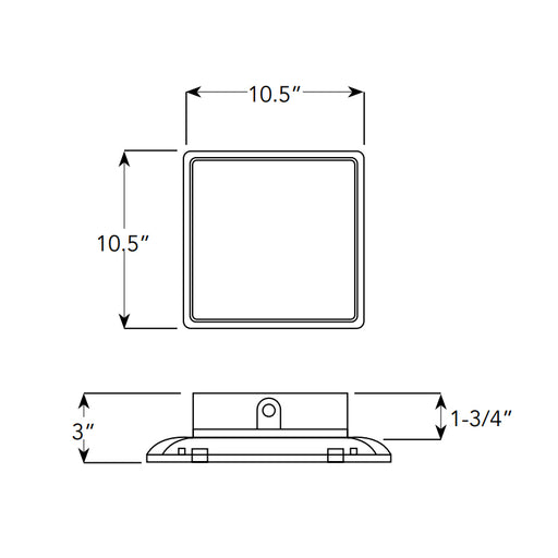 Rayon T722LEDB 10.5" x 10.5" Square LED Canopy and Garage Luminaire, 23W / 34W / 45W & 3CCT Selectable, 120-347V, Pendant Hung Mount, Bronze Finish