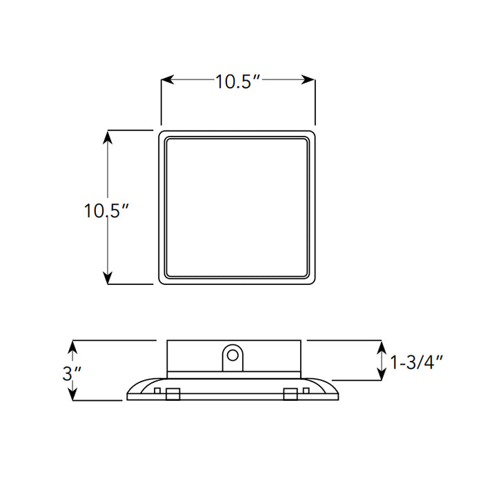 Rayon T722LEDB 10.5" x 10.5" Square LED Canopy and Garage Luminaire, 23W / 34W / 45W & 3CCT Selectable, 120-347V, Pendant Hung Mount, Bronze Finish
