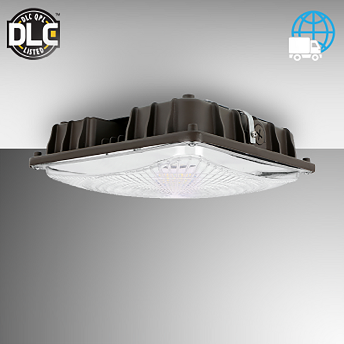 Rayon T730LEDB Square Slim 40W LED Canopy Light, 120-277V, Pendant Hung Mount, Bronze Finish