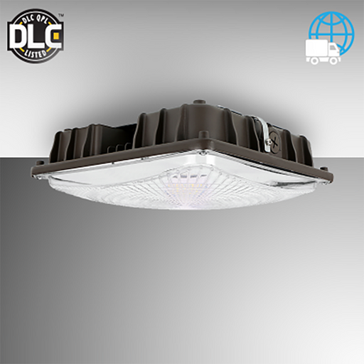 Rayon T730LEDB Series Square Slim 60W LED Canopy Light, 120-277V, Pendant Hung Mount, Bronze Finish
