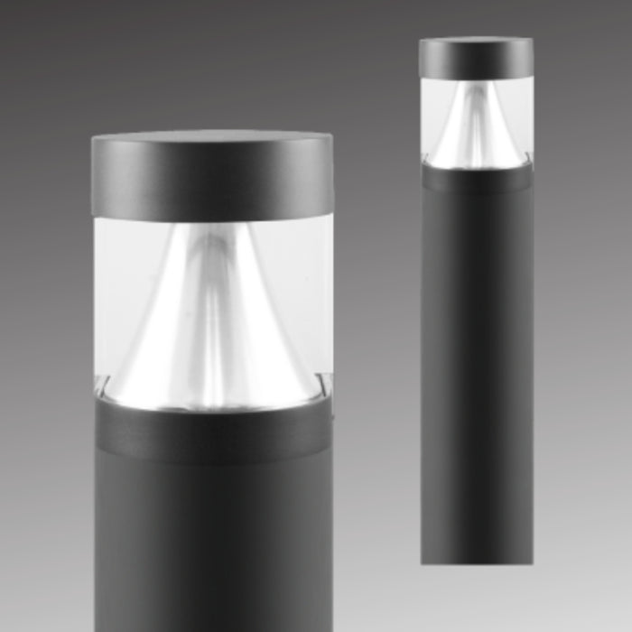 Rayon T860LEDB-C 14W/19W/24W LED Round Flat Top Cone Bollard, 3CCT Selectable, Up to 3360 Lumens, 120-277V, 4W Emergency Battery