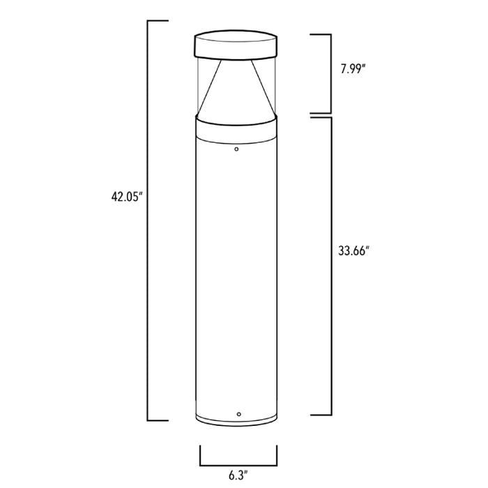 Rayon T860LEDB-C 14W/19W/24W LED Round Flat Top Cone Bollard, 3CCT Selectable, Up to 3360 Lumens, 120-277V