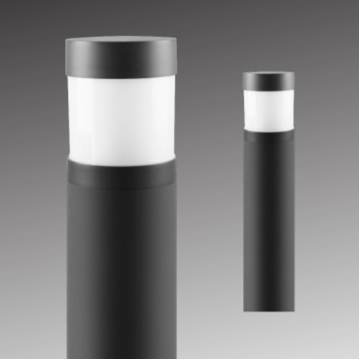 Rayon T860LEDB-FL 14W/19W/24W LED Round Flat Top Cone Bollard Frosted, 3CCT Selectable, Up to 3360 Lumens, 120-277V, 4W Emergency Battery