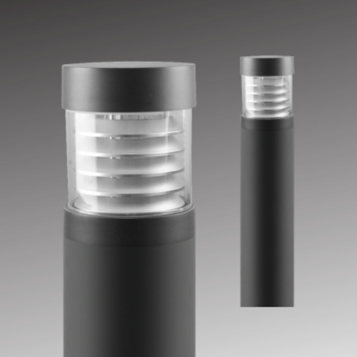 Rayon T861LEDB 14W/19W/24W LED Round Flat Top Bollard w/ Louvers, 3CCT Selectable, Up to 1800 Lumens, 120-277V, 4W Emergency Battery