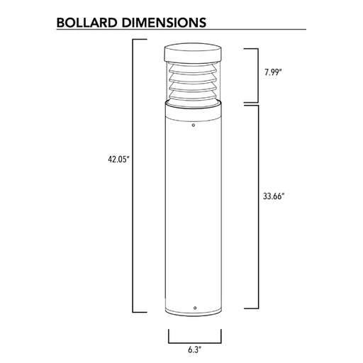 Rayon T861LEDB 14W/19W/24W LED Round Flat Top Bollard w/ Louvers, 3CCT Selectable, Up to 1800 Lumens, 120-277V, Photocell