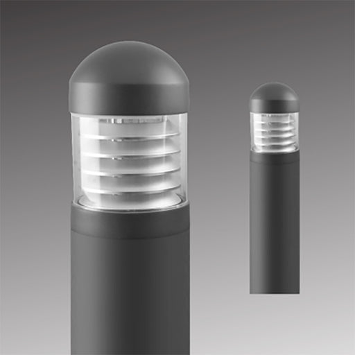 Rayon T863LEDB 14W/19W/24W LED Round Domed Top Bollard with Louvers & Emergency Battery, 3CCT Selectable, Up to 1800 Lumens, 120-277V, Bronze Finish