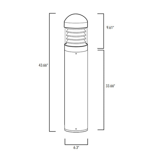 Rayon T863LEDB 14W/19W/24W LED Round Domed Top Bollard with Louvers & Emergency Battery, 3CCT Selectable, Up to 1800 Lumens, 120-277V, Bronze Finish
