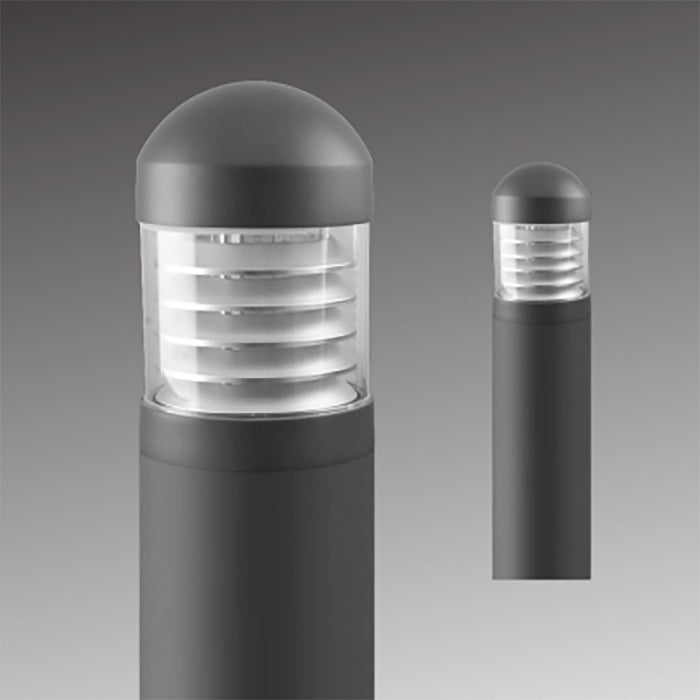 Rayon T863LEDB 14W/19W/24W LED Round Domed Top Bollard with Louvers & Photocell, 3CCT Selectable, Up to 1800 Lumens, 120-277V, Bronze Finish