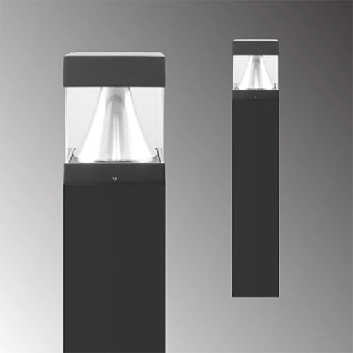 Rayon T864LEDB-C 14W/19W/24W LED Square Flat Top Cone Bollard, 3CCT Selectable, Up to 3100 Lumens, 120-277V, Bronze Finish
