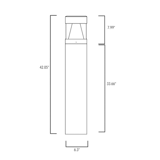 Rayon T864LEDB-C 14W/19W/24W LED Square Flat Top Cone Bollard, 3CCT Selectable, Up to 3100 Lumens, 120-277V, Bronze Finish