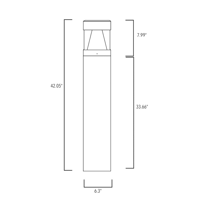 Rayon T864LEDB-C 14W/19W/24W LED Square Flat Top Cone Bollard, 3CCT Selectable, Up to 3100 Lumens, 120-277V, Bronze Finish
