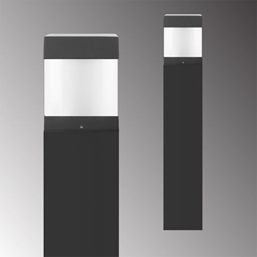 Rayon T864LEDB-FL 14W/19W/24W LED Square Flat Top Frosted Bollard with Emergency Battery, 3CCT Selectable, Up to 3100 Lumens, 120-277V, Bronze Finish