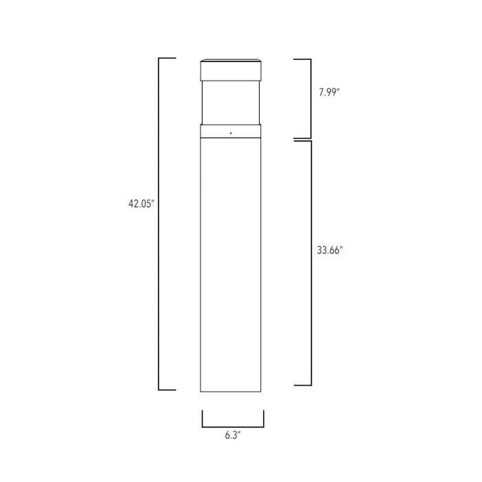 Rayon T864LEDB-FL 14W/19W/24W LED Square Flat Top Frosted Bollard, 3CCT Selectable, Up to 3100 Lumens, 120-277V, Bronze Finish