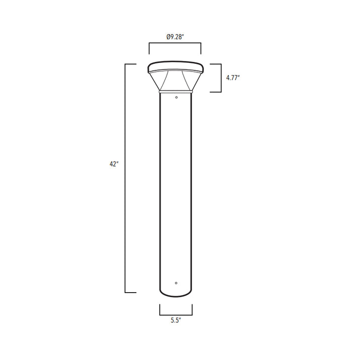 Rayon T865LEDB 10W/16W/21W/26W LED Clear Round Flat Top Cone Bollard with Emergency Battery, 3CCT Selectable, Up to 3000 Lumens, 120-277V, Bronze Finish