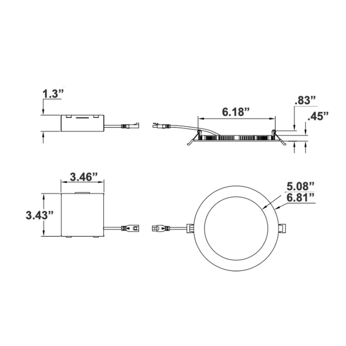 Westgate TC-RSL6 6" LED Smart App or Remote Compatible Ultra Slim Canless Recessed Lights, RGBW