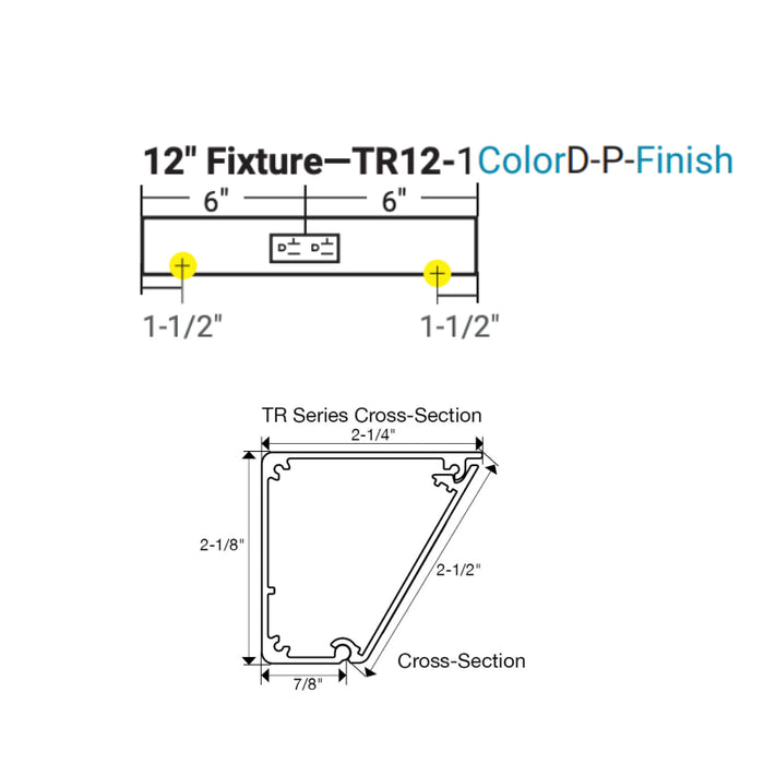 Task Lighting TR12 12" Duplex Receptacle Angle Power Strip