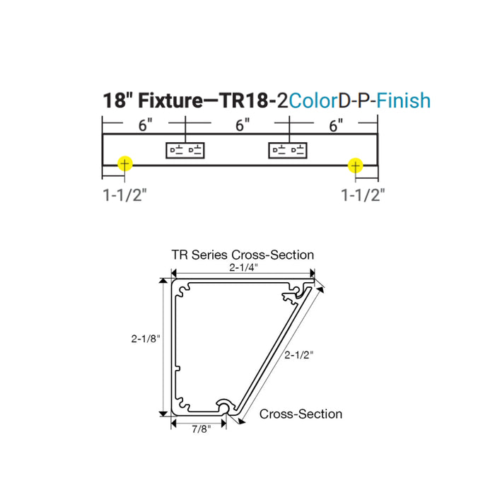 Task Lighting TR18 18" Duplex Receptacle Angle Power Strip